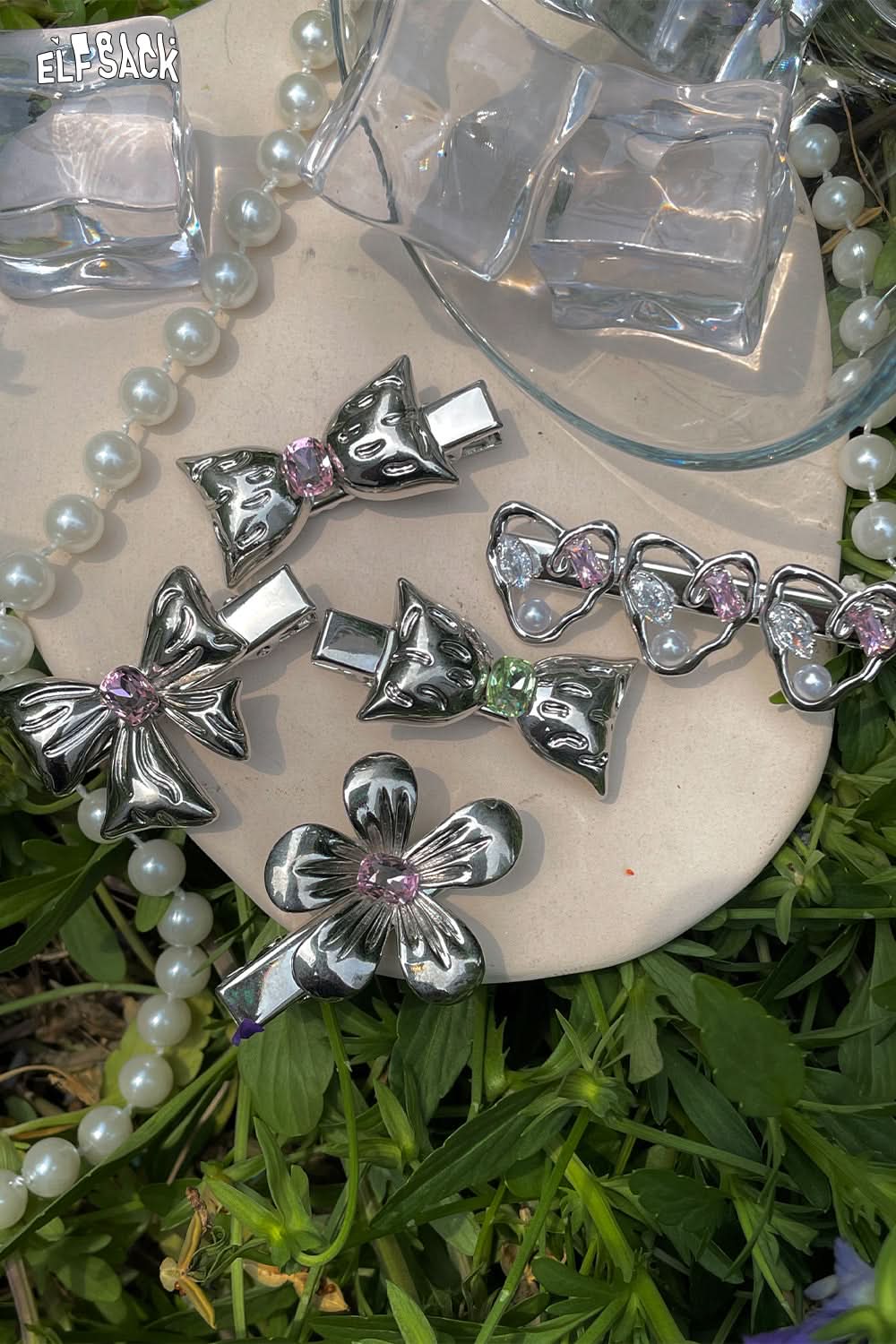 ELFSACK Bow Heart Colourful Diamond Hair Clip