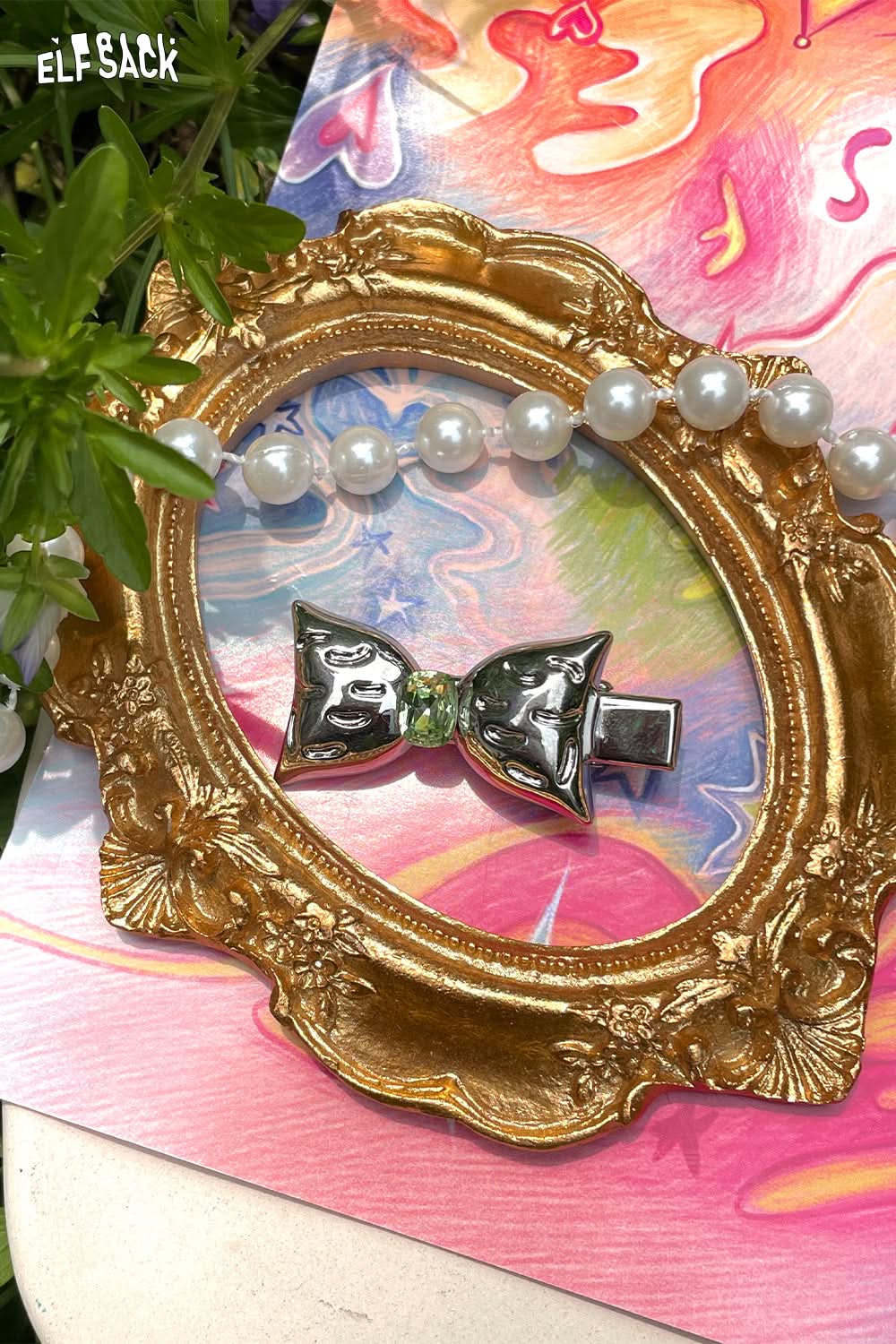 ELFSACK Bow Heart Colourful Diamond Hair Clip