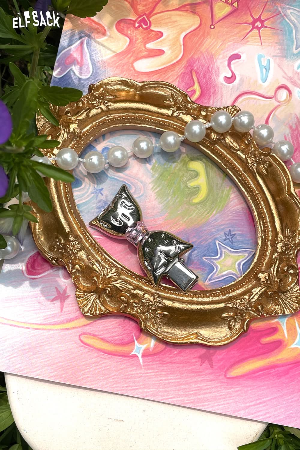 ELFSACK Bow Heart Colourful Diamond Hair Clip