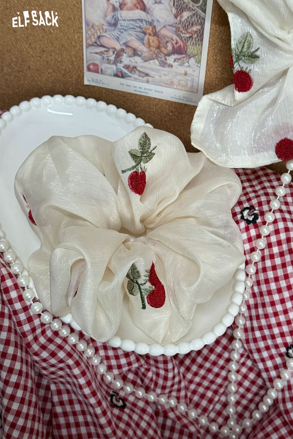 ELFSACK Cherry Large Intestine Hair Ring