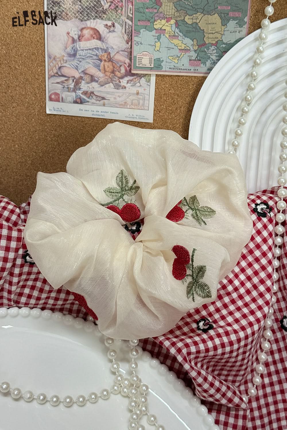 ELFSACK Cherry Large Intestine Hair Ring