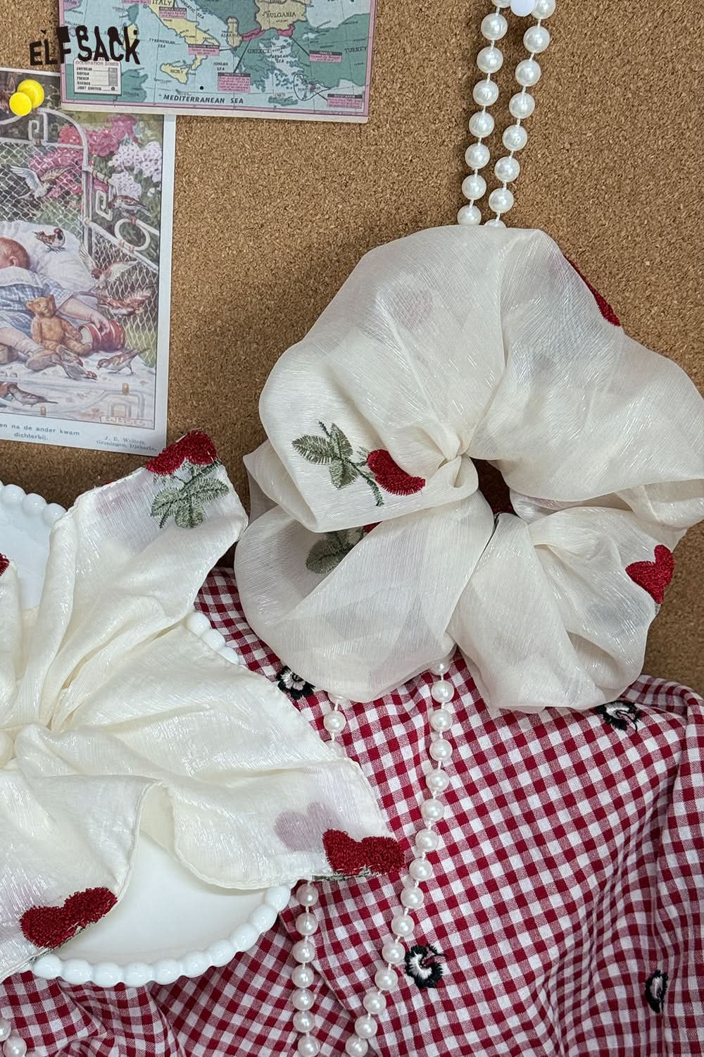 ELFSACK Cherry Large Intestine Hair Ring