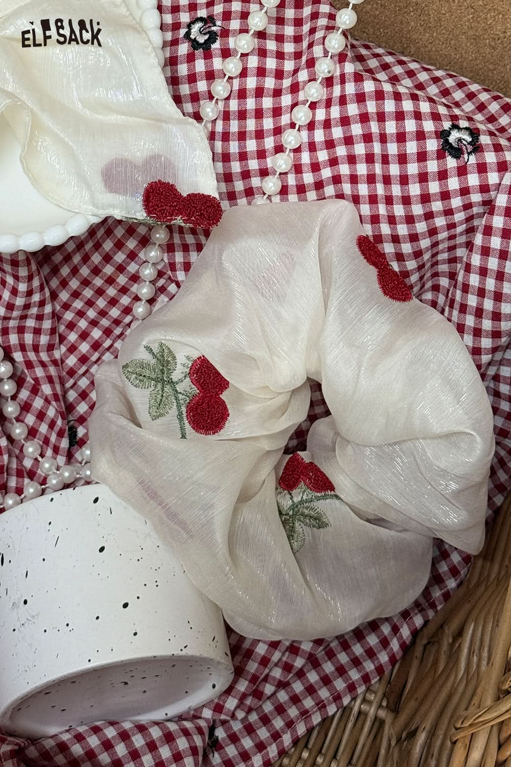 ELFSACK Cherry Large Intestine Hair Ring