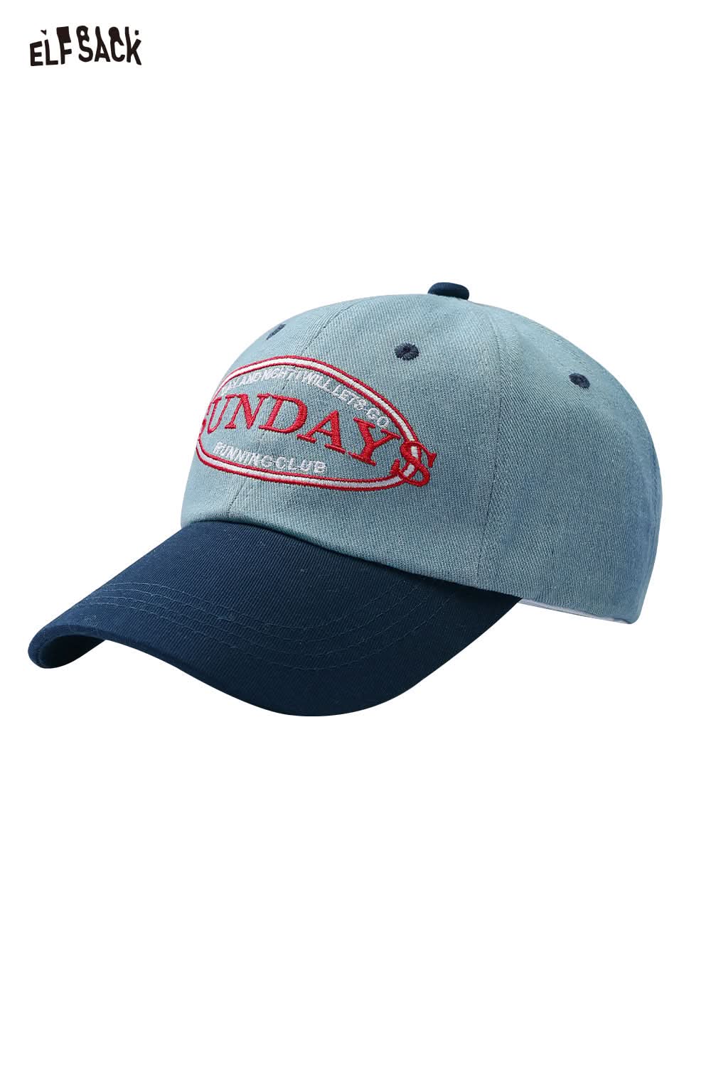 ELFSACK Clashing Colour Embroidery Duck Tongue Cap