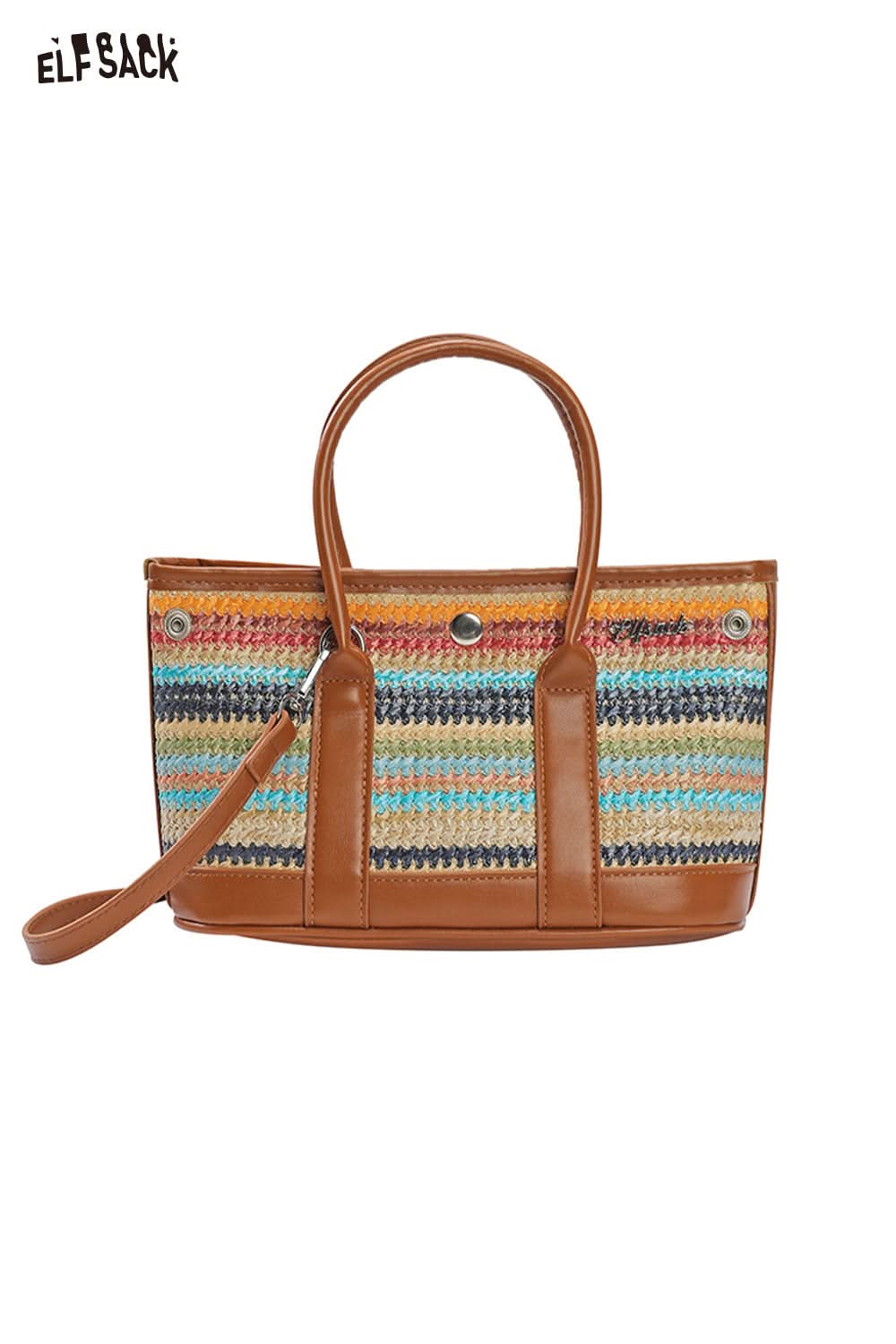 ELFSACK Clashing Stripe Woven Bag