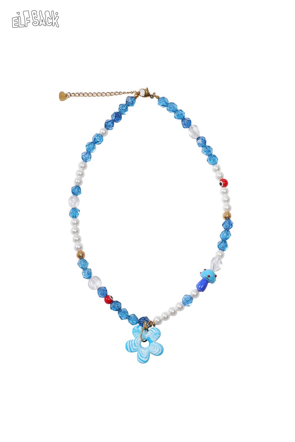 ELFSACK Dopamine Flower Pendant Beaded Necklace
