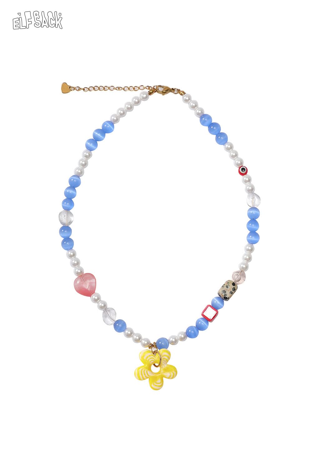 ELFSACK Dopamine Flower Pendant Beaded Necklace