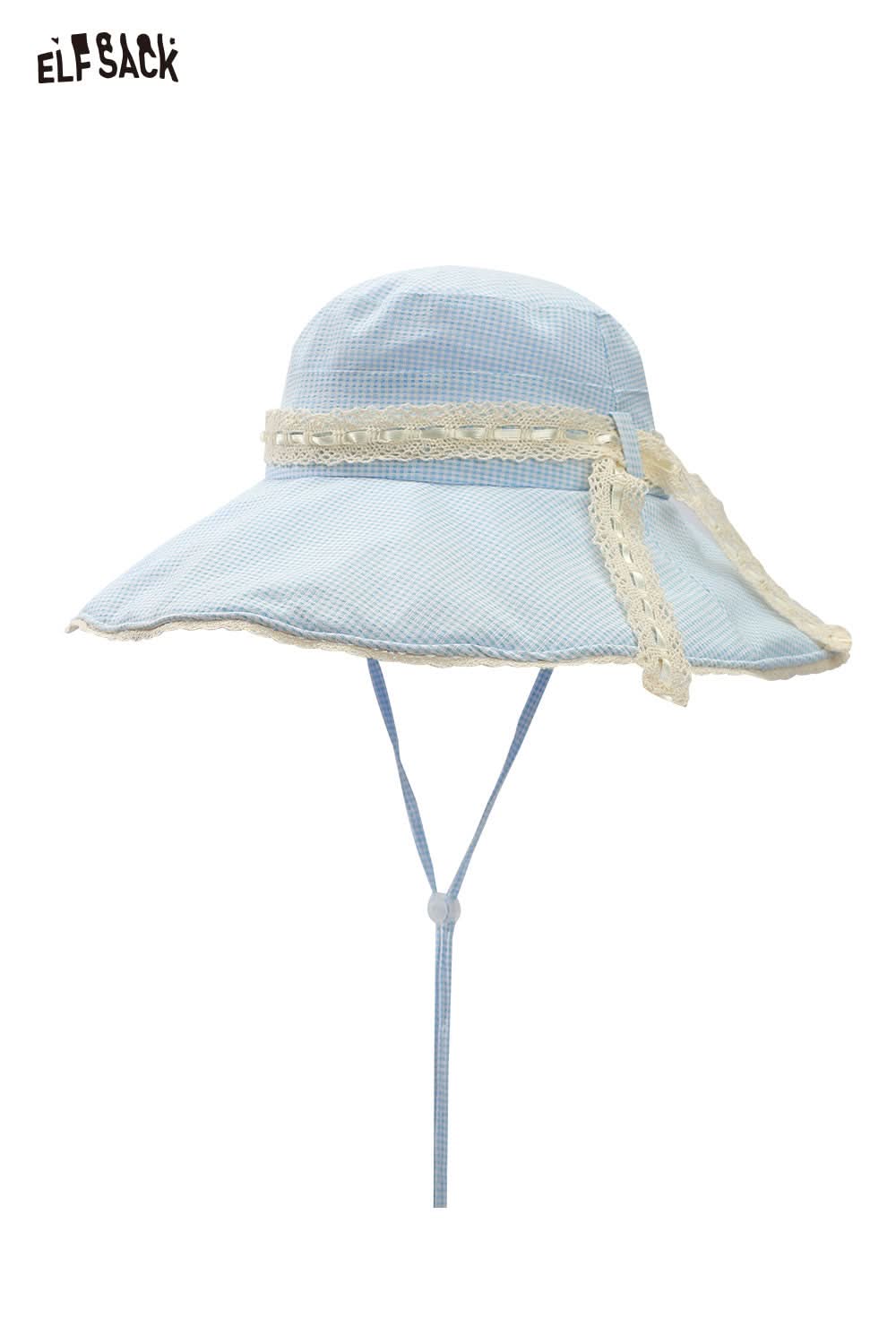 ELFSACK Dopamine Lace Checkered Fisherman's Hat