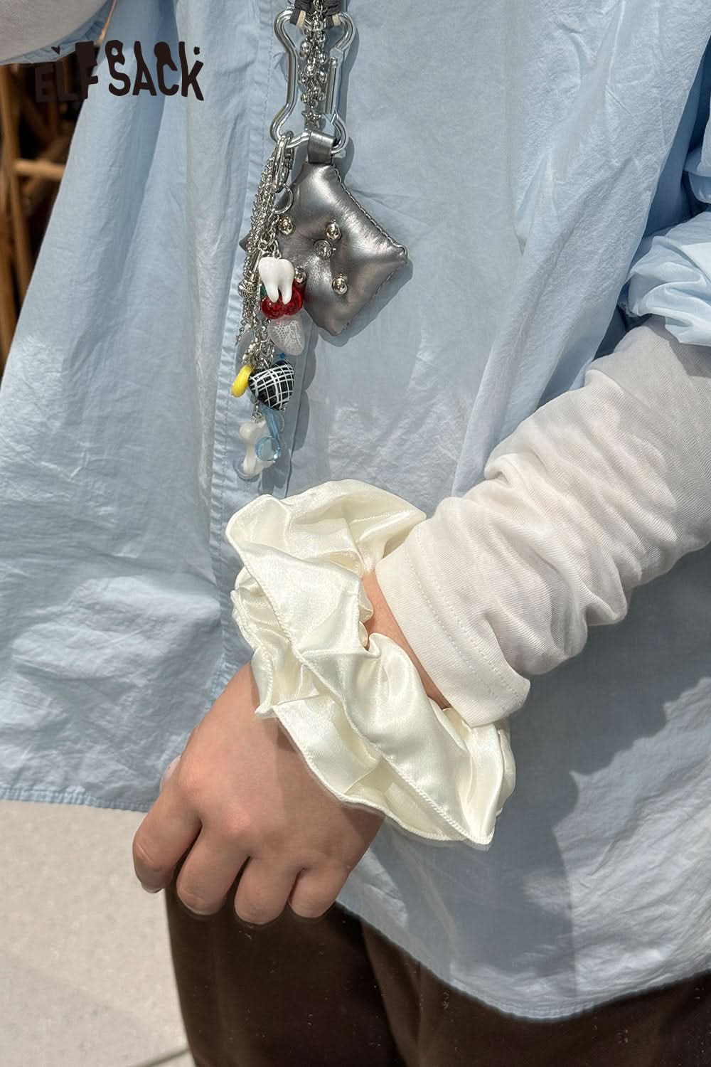 ELFSACK French Retro Senior Sense Of Large Intestine Hair Band Female