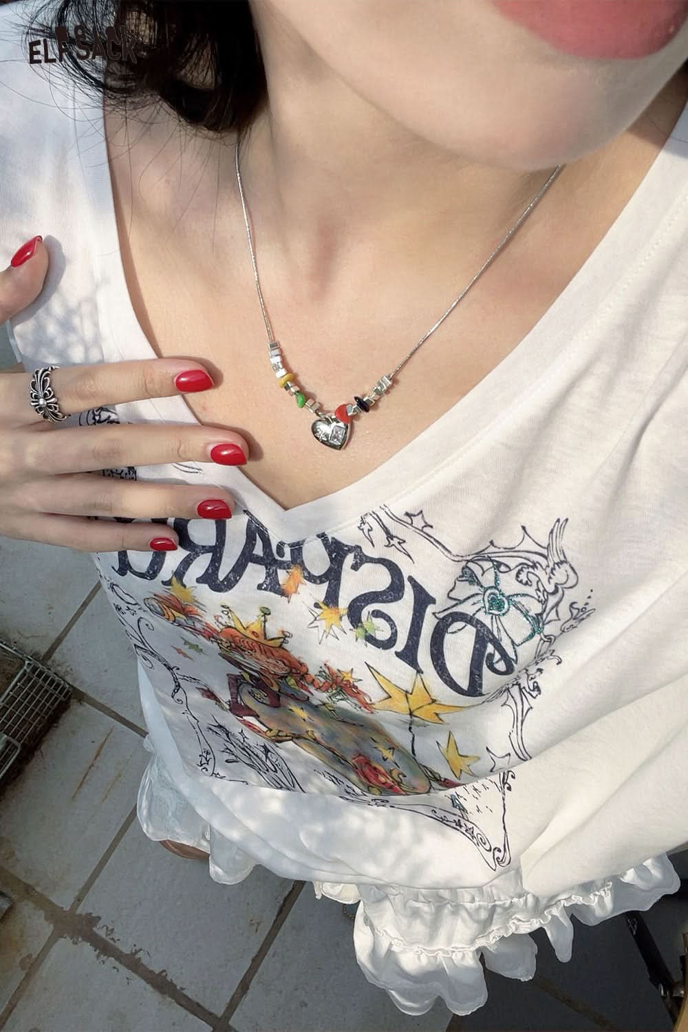 ELFSACK Love Pendant Colourful Beaded Necklace