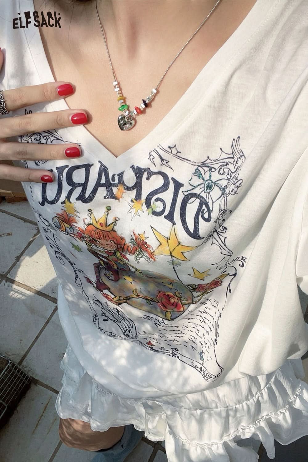 ELFSACK Love Pendant Colourful Beaded Necklace