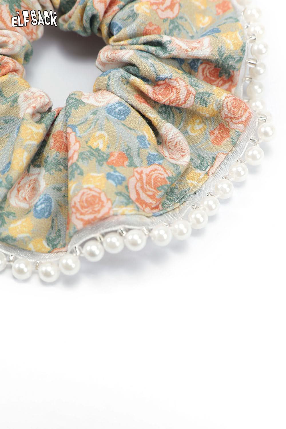 ELFSACK Oil Painting Champagne Rose Vintage French Large Intestine Hair Ring