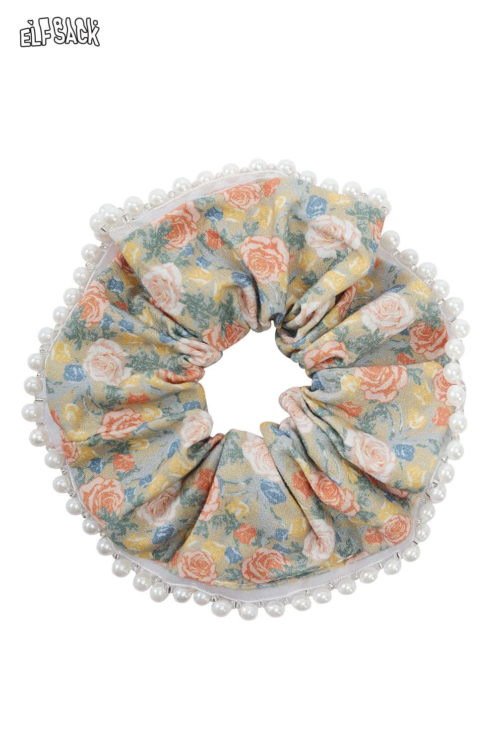 ELFSACK Oil Painting Champagne Rose Vintage French Large Intestine Hair Ring