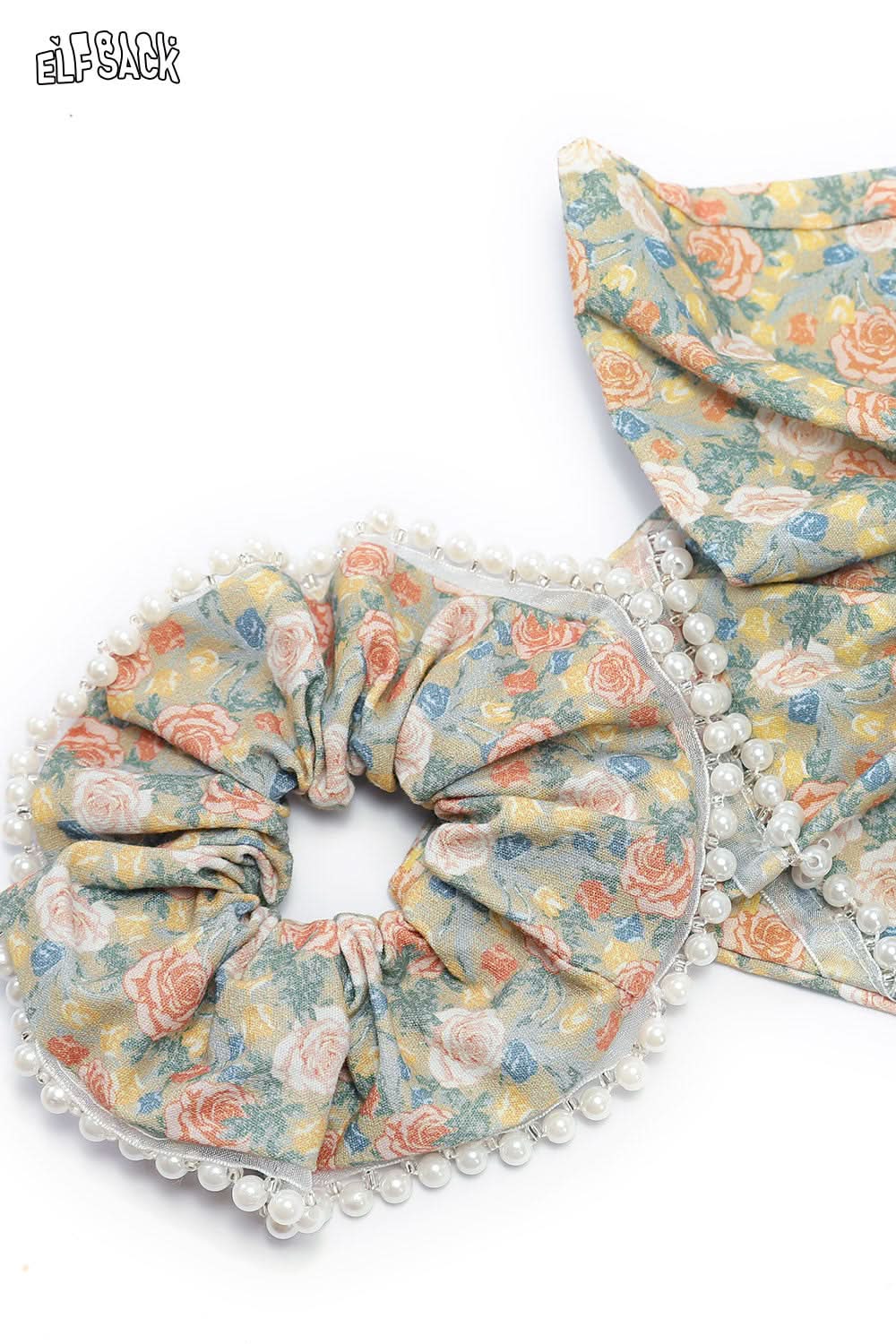 ELFSACK Oil Painting Champagne Rose Vintage French Large Intestine Hair Ring