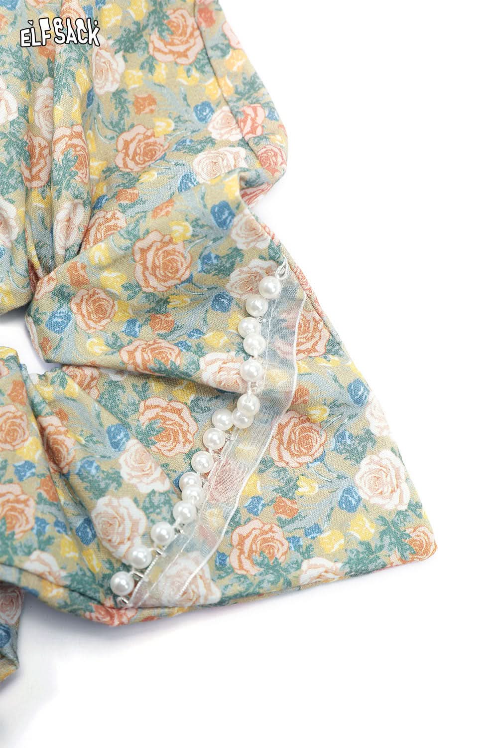 ELFSACK Oil Painting Champagne Rose Vintage French Large Intestine Hair Ring