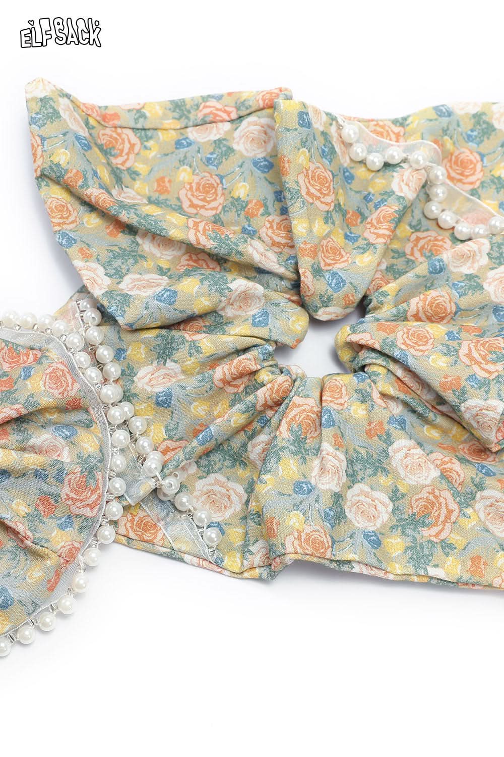 ELFSACK Oil Painting Champagne Rose Vintage French Large Intestine Hair Ring