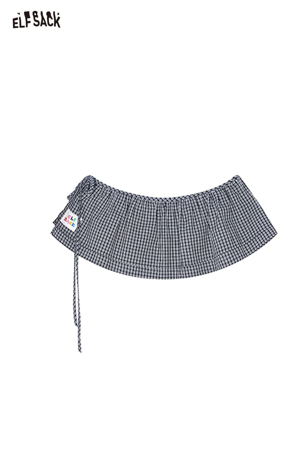 ELFSACK Plaid Tie Detachable Waist Frill