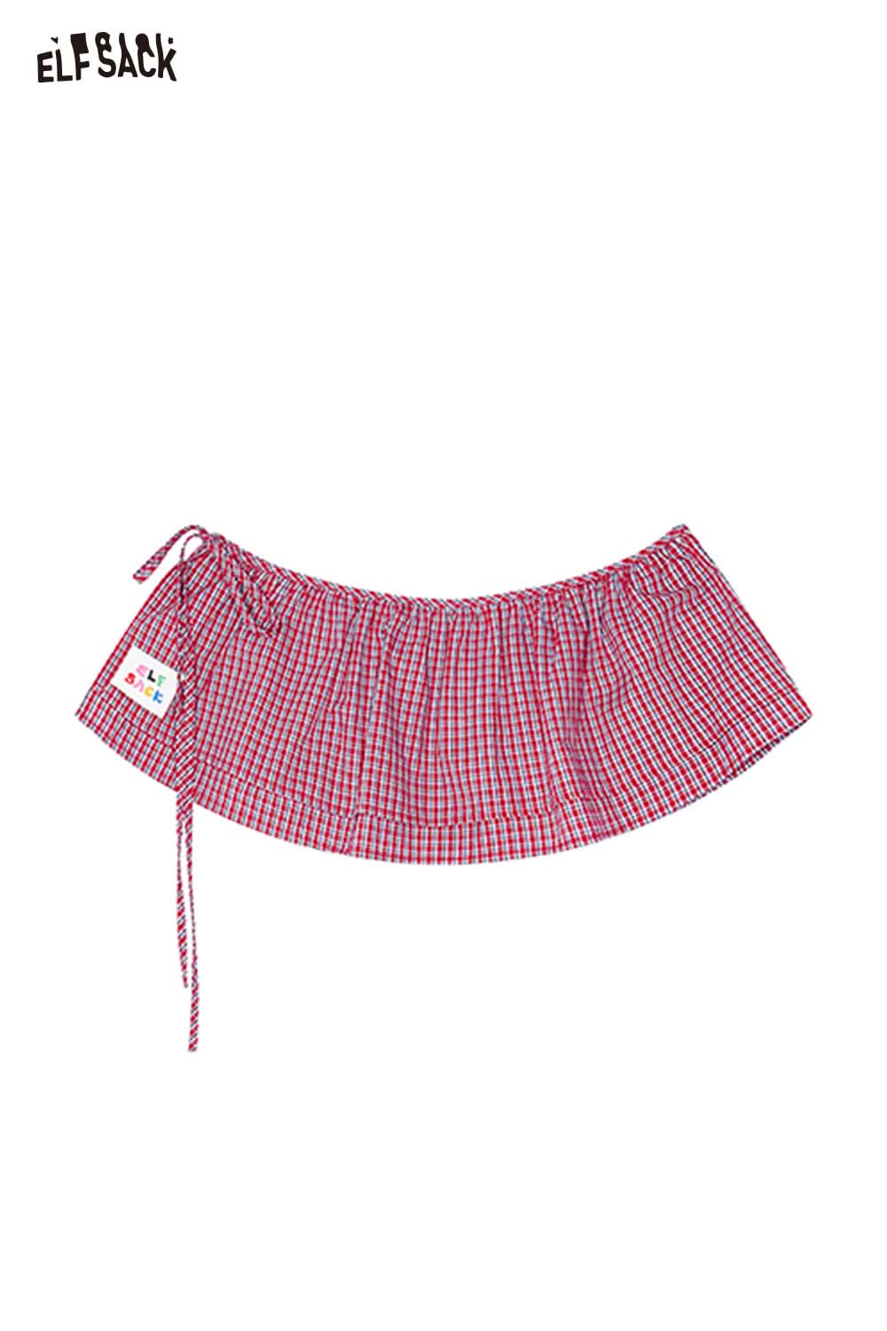 ELFSACK Plaid Tie Detachable Waist Frill