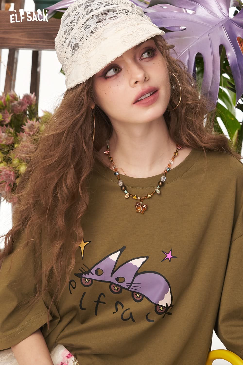 ELFSACK Vintage Double Layer Butterfly Pendant Necklace