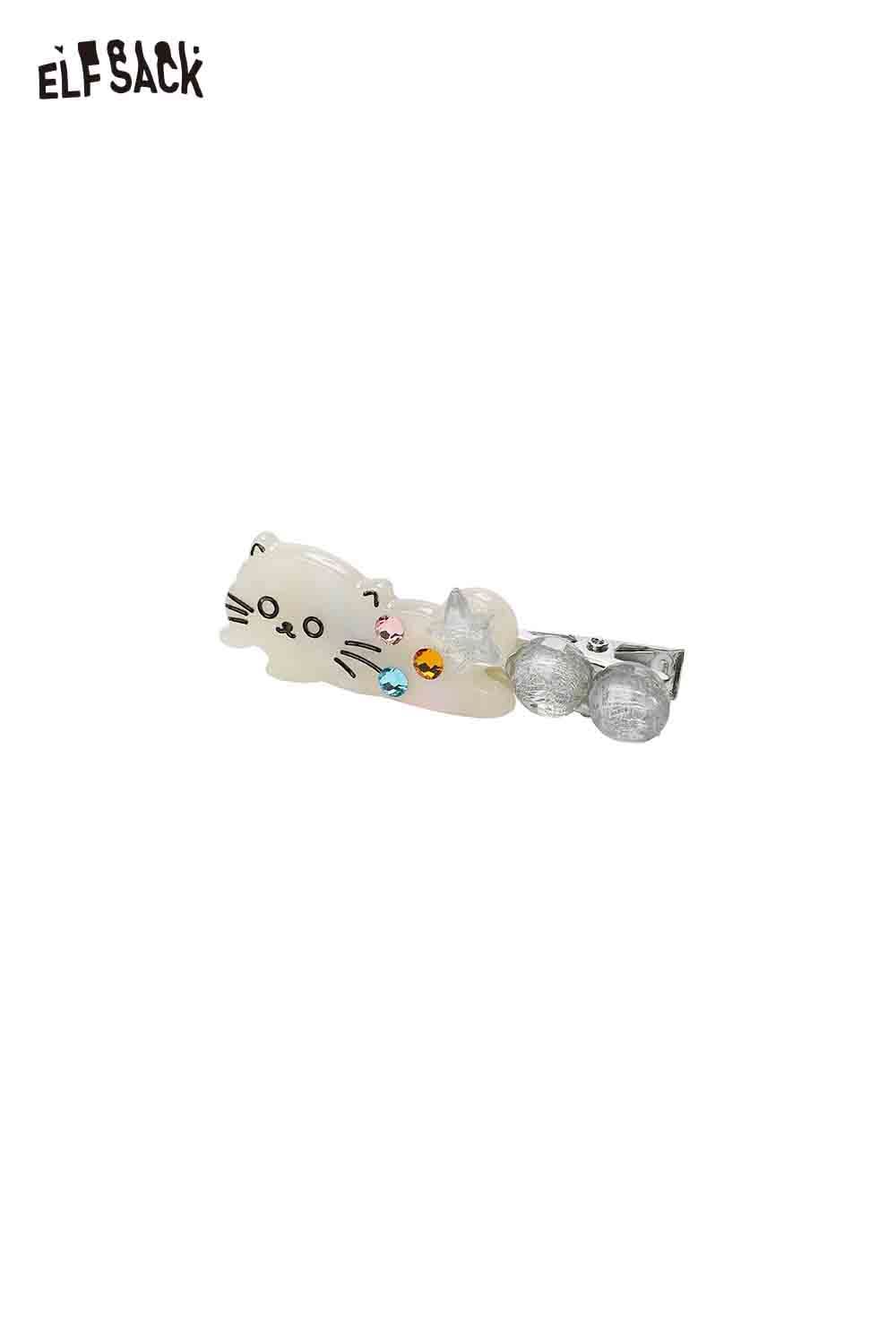 ELFSACK Acetate Kitten Hairpin Decorated with Colorful Gems for Stylish Hair Accessory