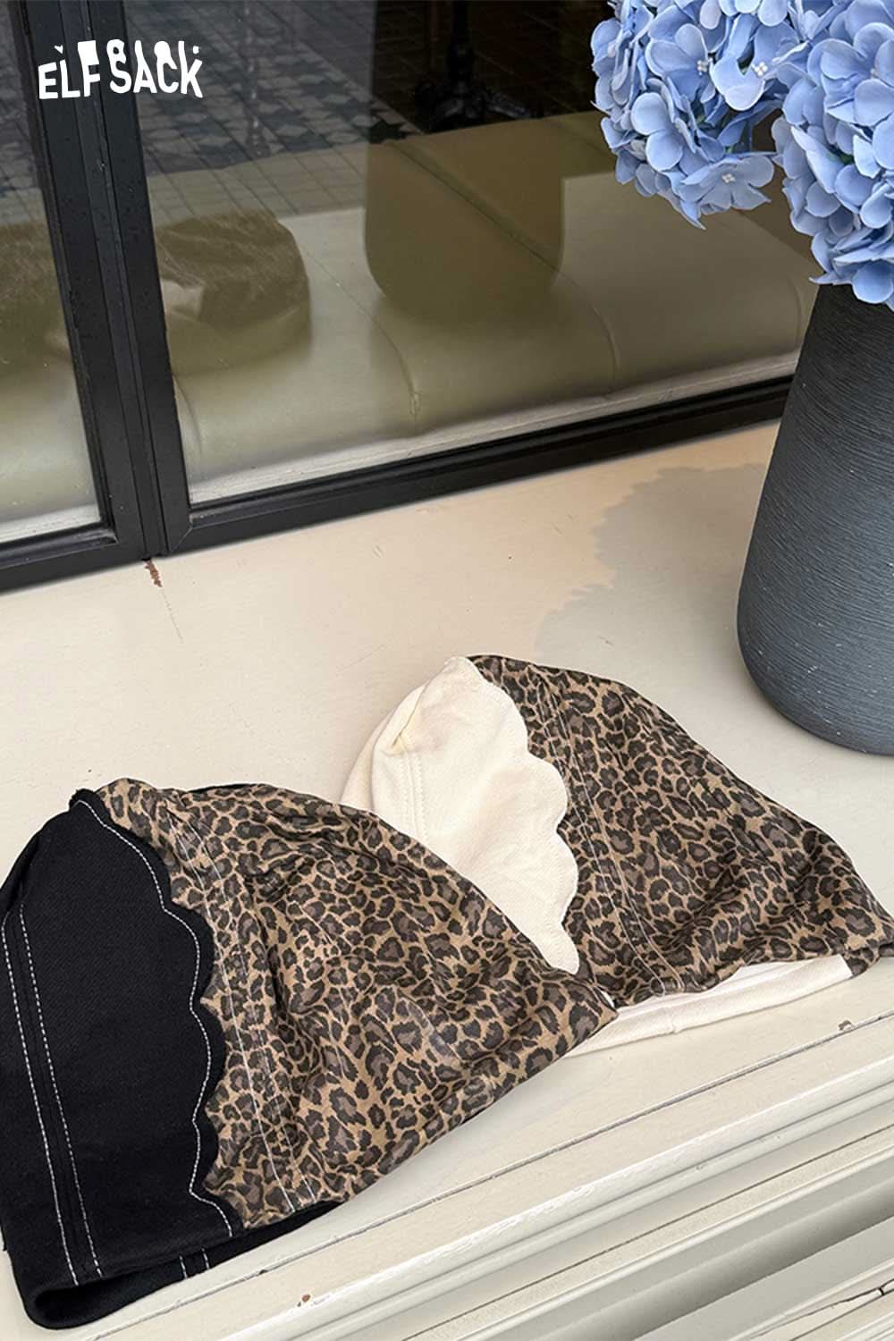 ELFSACK animal print slouchy beanie in leopard design, perfect for casual and stylish outfits