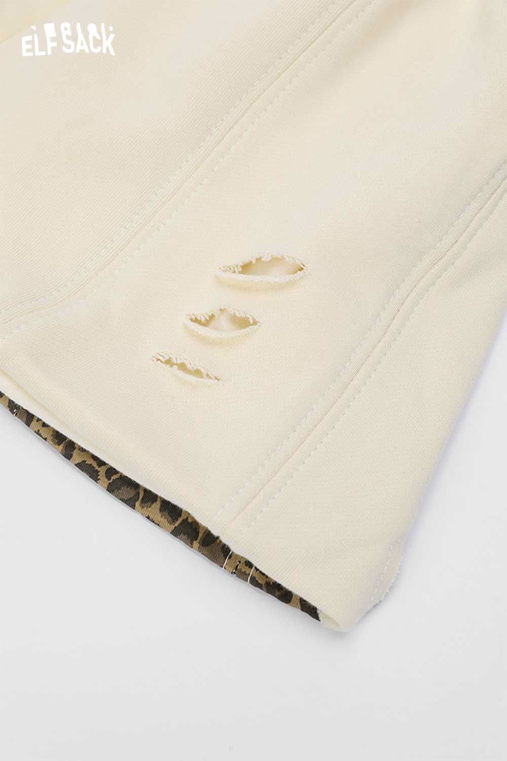 ELFSACK animal print slouchy beanie with stylish distressed details and comfortable fit