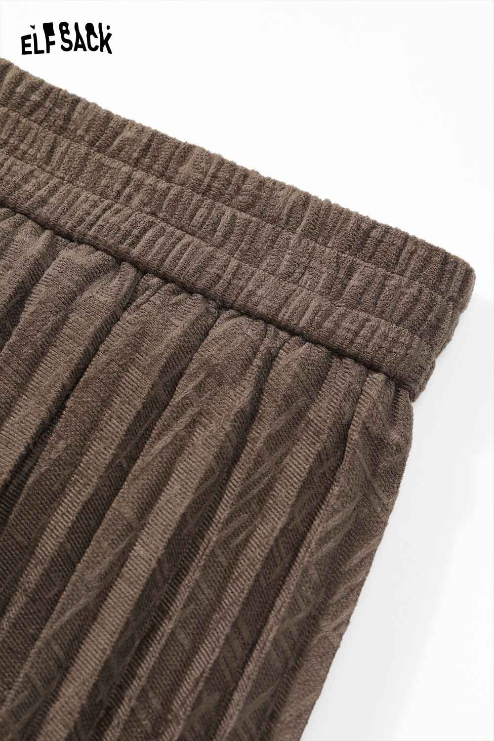 ELFSACK brown asymmetric flounce hem skirt with gathered waistband for a stylish look