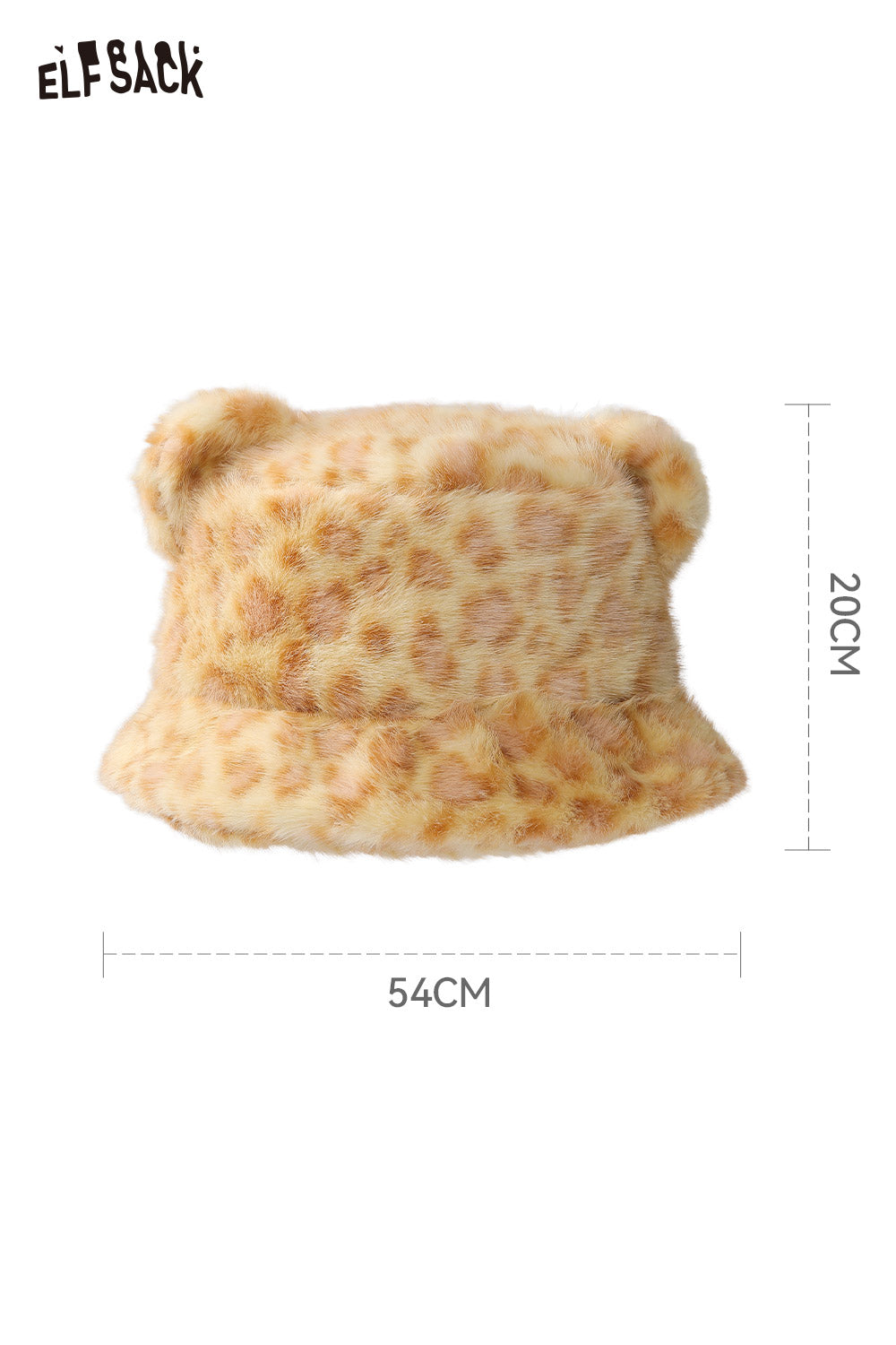 ELFSACK cat ear leopard plush hat with a soft, cozy texture and playful design for style lovers