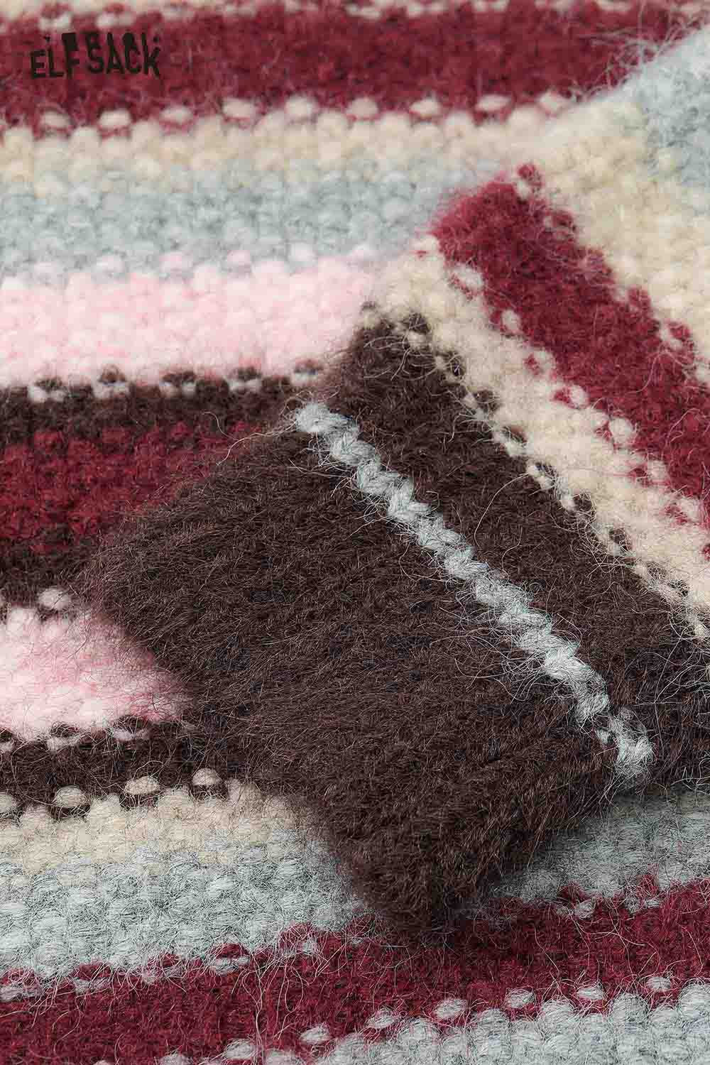 Colorful striped hooded sweater women with soft texture and vibrant patterns from ELFSACK