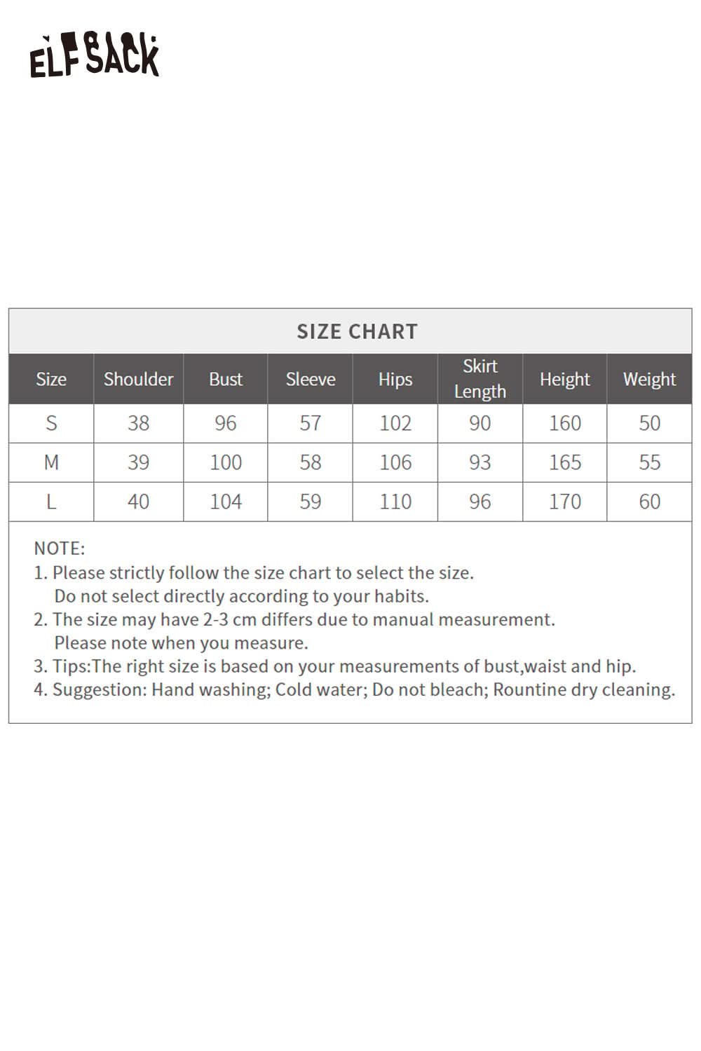 ELFSACK canine motif embroidered dress with size chart details for perfect fit and style options