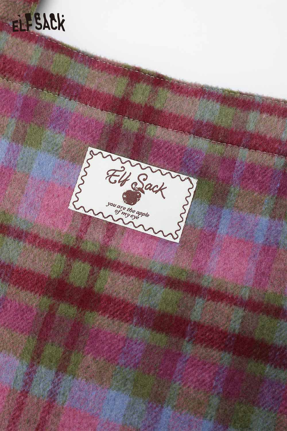 ELFSACK Checkerboard Weave Tote Bag in Colorful Plaid Pattern for Everyday Use