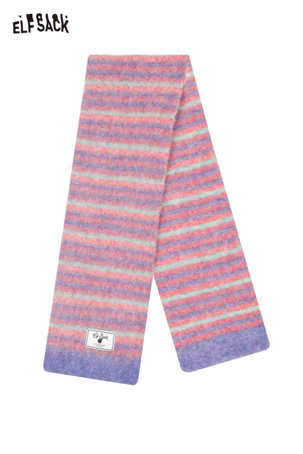 ELFSACK Christmas striped scarf for women in soft fabric with pink and purple stripes