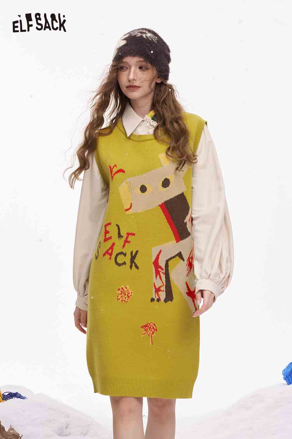 ELFSACK women's fake two piece dress featuring a playful design and vibrant colors for a stylish look