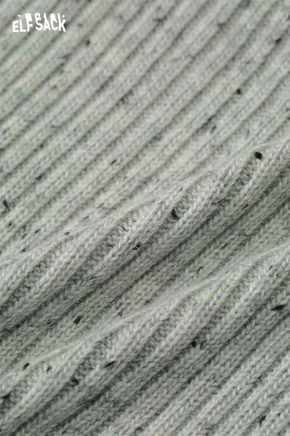 ELFSACK women's graphic color block knitwear in soft green with subtle texture details