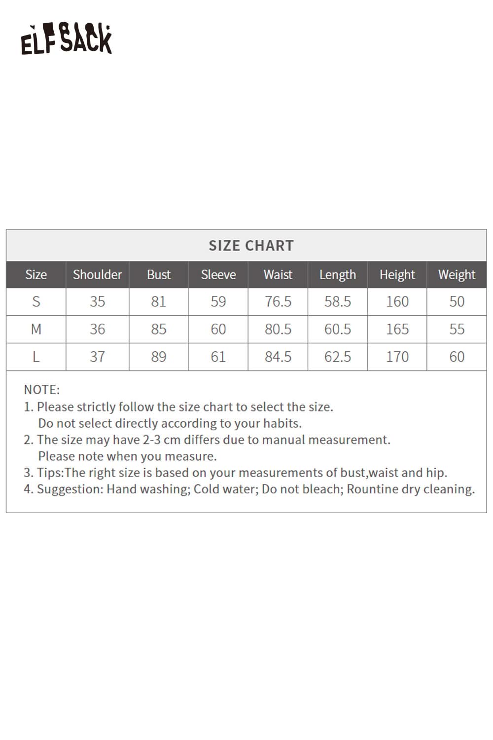 ELFSACK animal embroidered long sleeve tshirt size chart for optimal fit and comfort