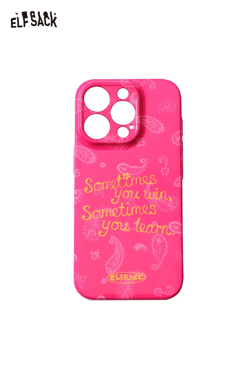 ELFSACK check print motivational phone case in pink with inspirational quote design