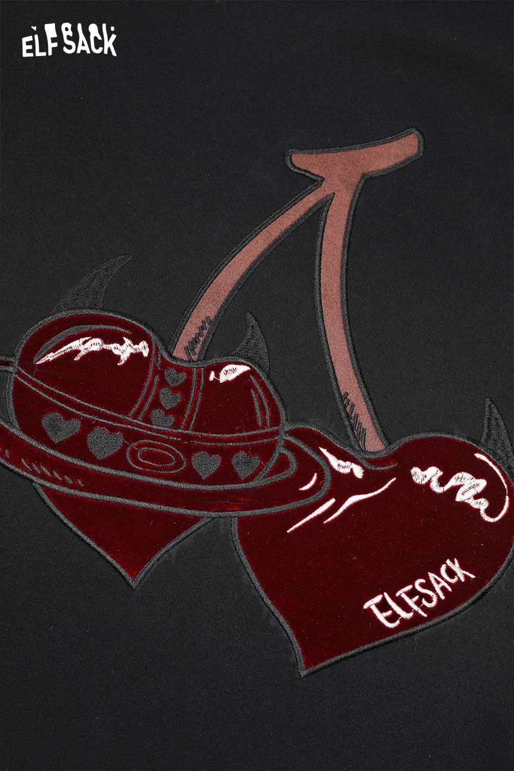 ELFSACK cherry embroidery dress featuring a unique cherry design in bold colors and intricate details