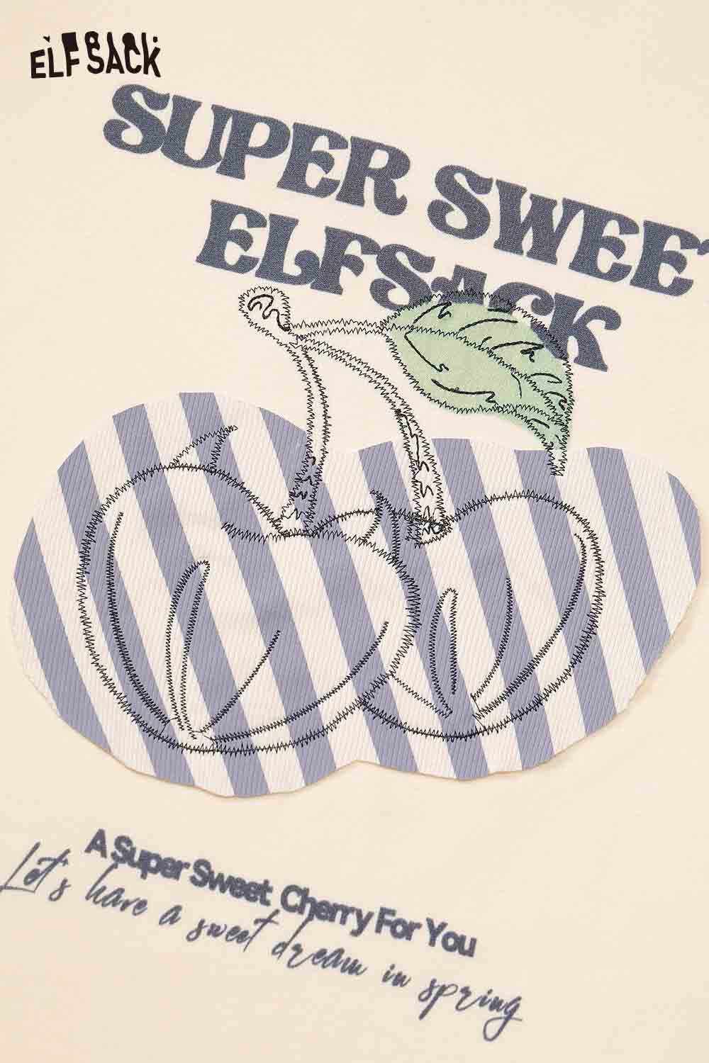 ELFSACK color block raglan sleeve tshirt featuring a cherry graphic and playful text design