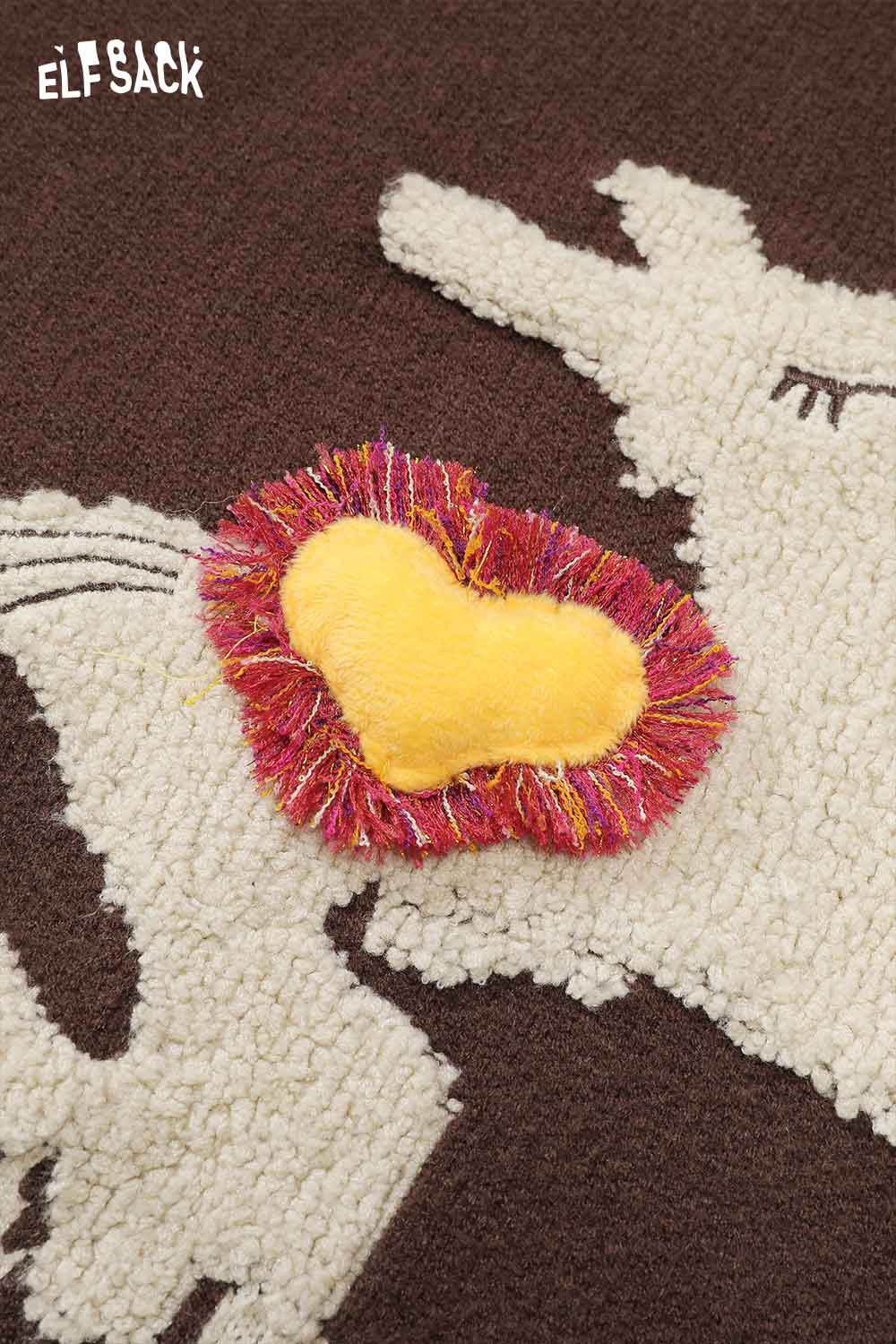 ELFSACK cute graphic knit dress featuring playful animal designs and vibrant colors