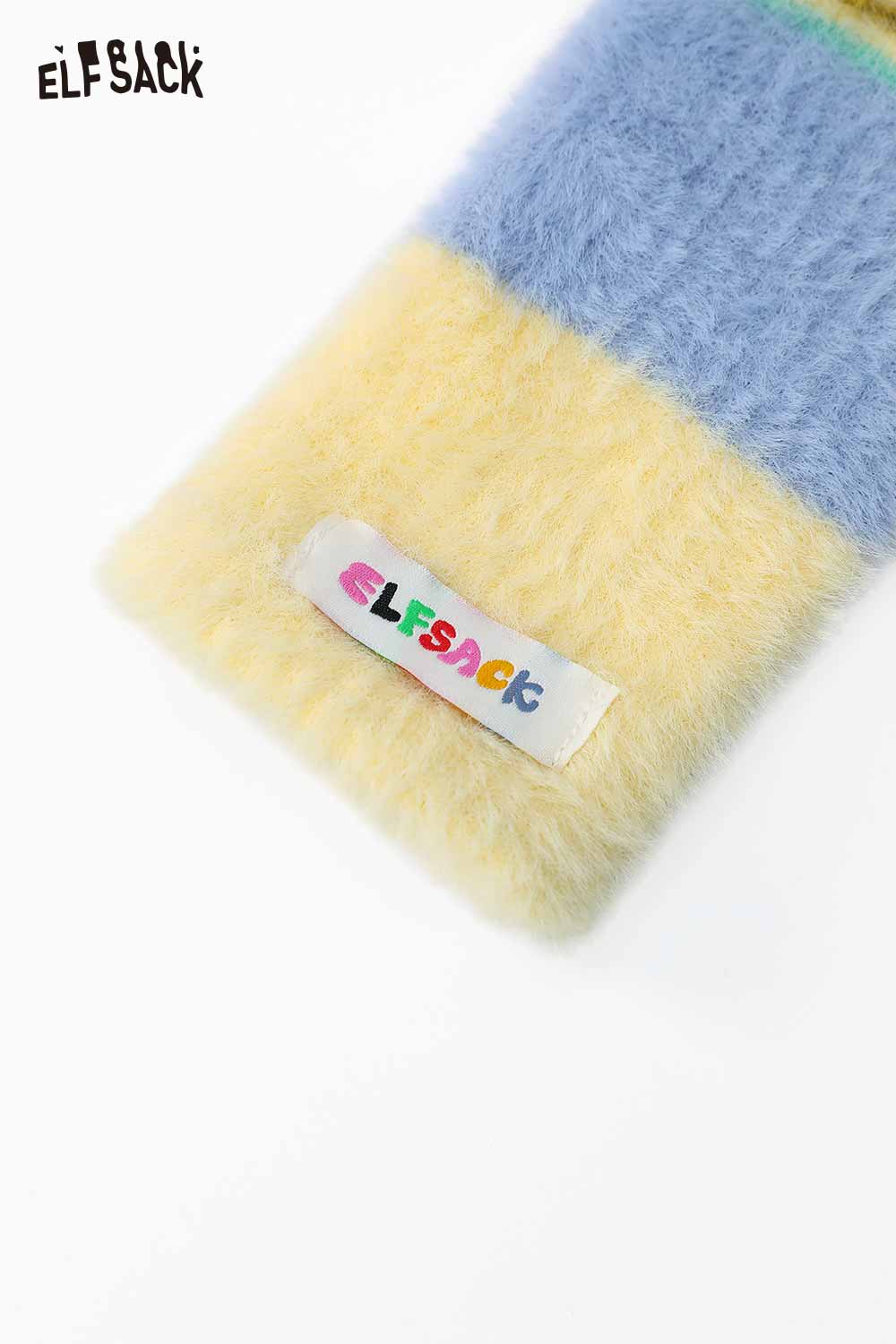 ELFSACK cute striped finger gloves in soft pastel colors for a playful winter look