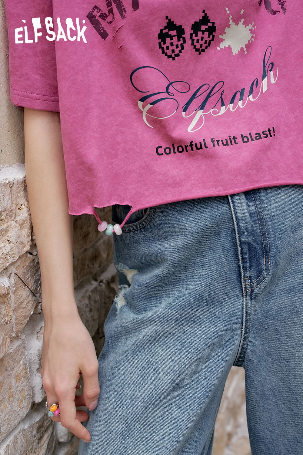 ELFSACK Fairy Green Printed Casual Short Sleeve T-Shirt