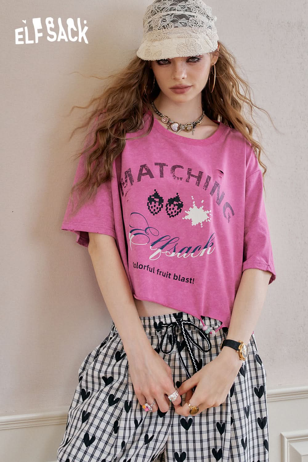 ELFSACK Fairy Green Printed Casual Short Sleeve T-Shirt