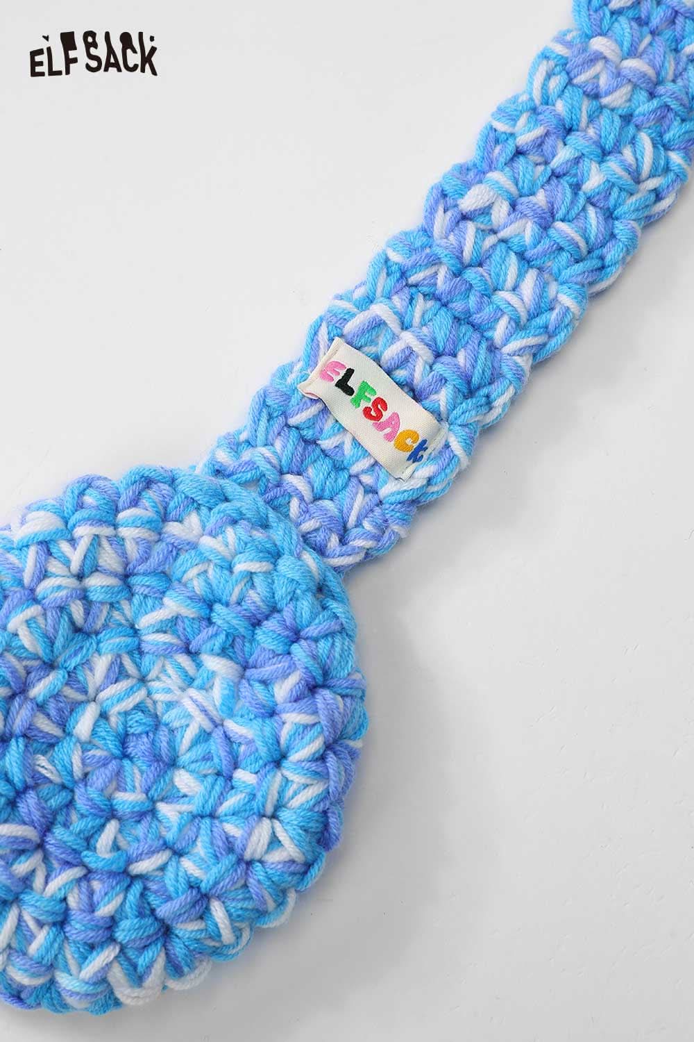 ELFSACK hand-knitted ear warmers in blue with a cozy design for winter comfort