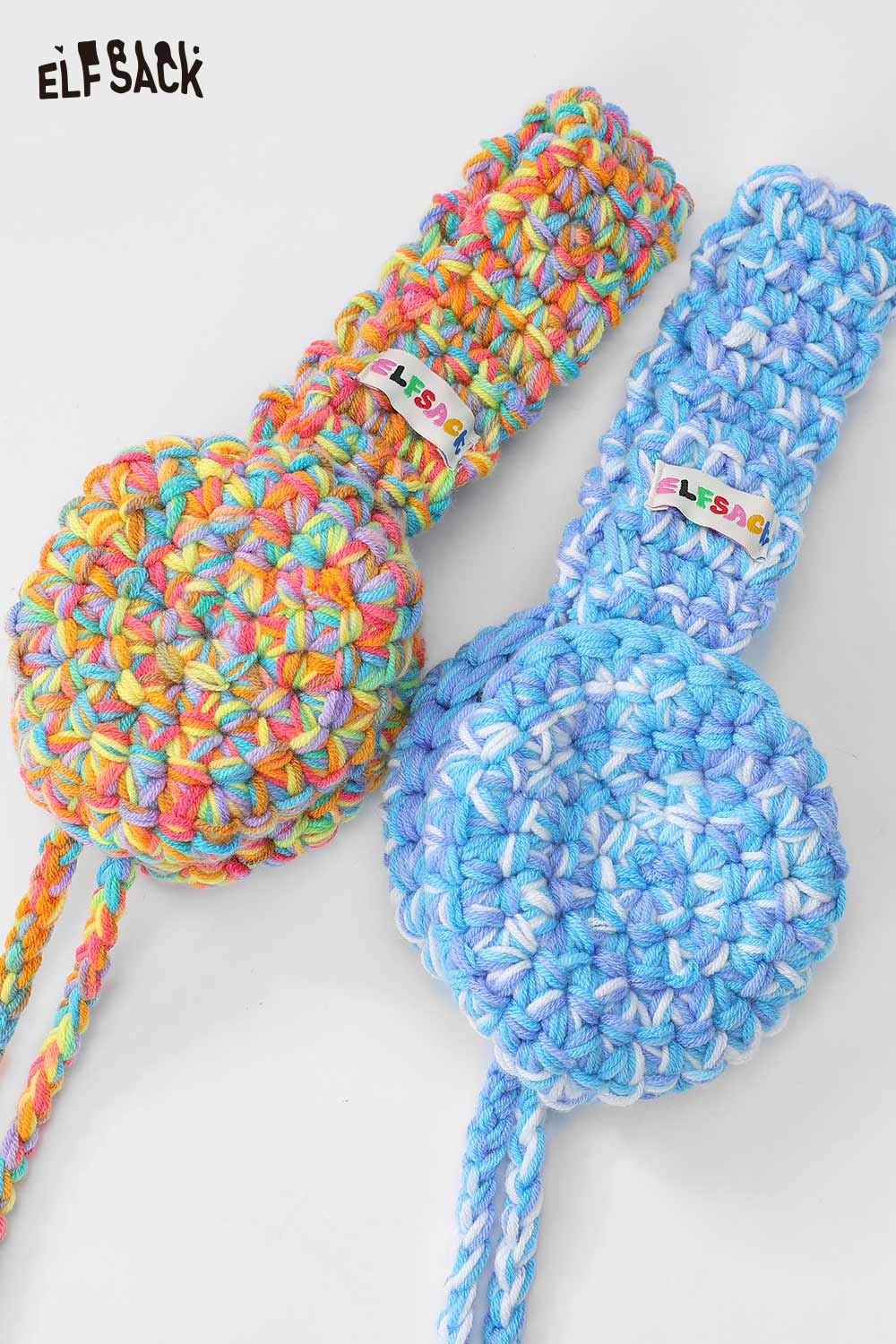 ELFSACK colorful hand-knitted ear warmers with vibrant patterns for stylish winter wear