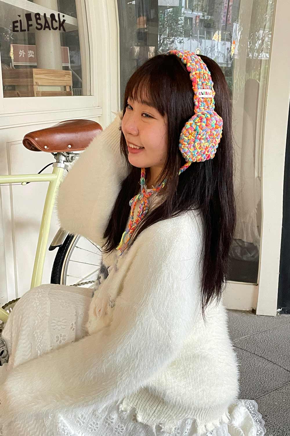 Colorful hand-knitted ear warmers from ELFSACK, perfect for chilly days and stylish outdoor wear