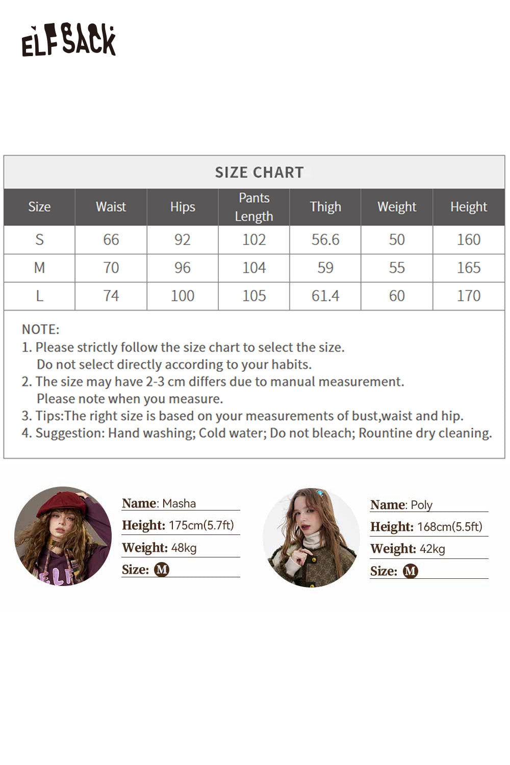 ELFSACK high waist flare leg jeans size chart for accurate fitting and style guidance