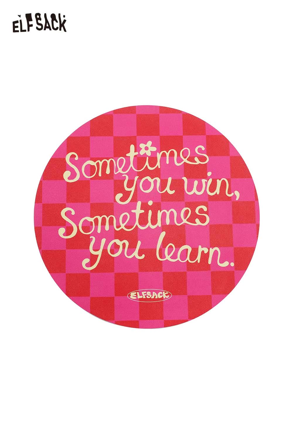 ELFSACK Motivational Quote Mousepad with Pink Checkerboard Design and Inspirational Text