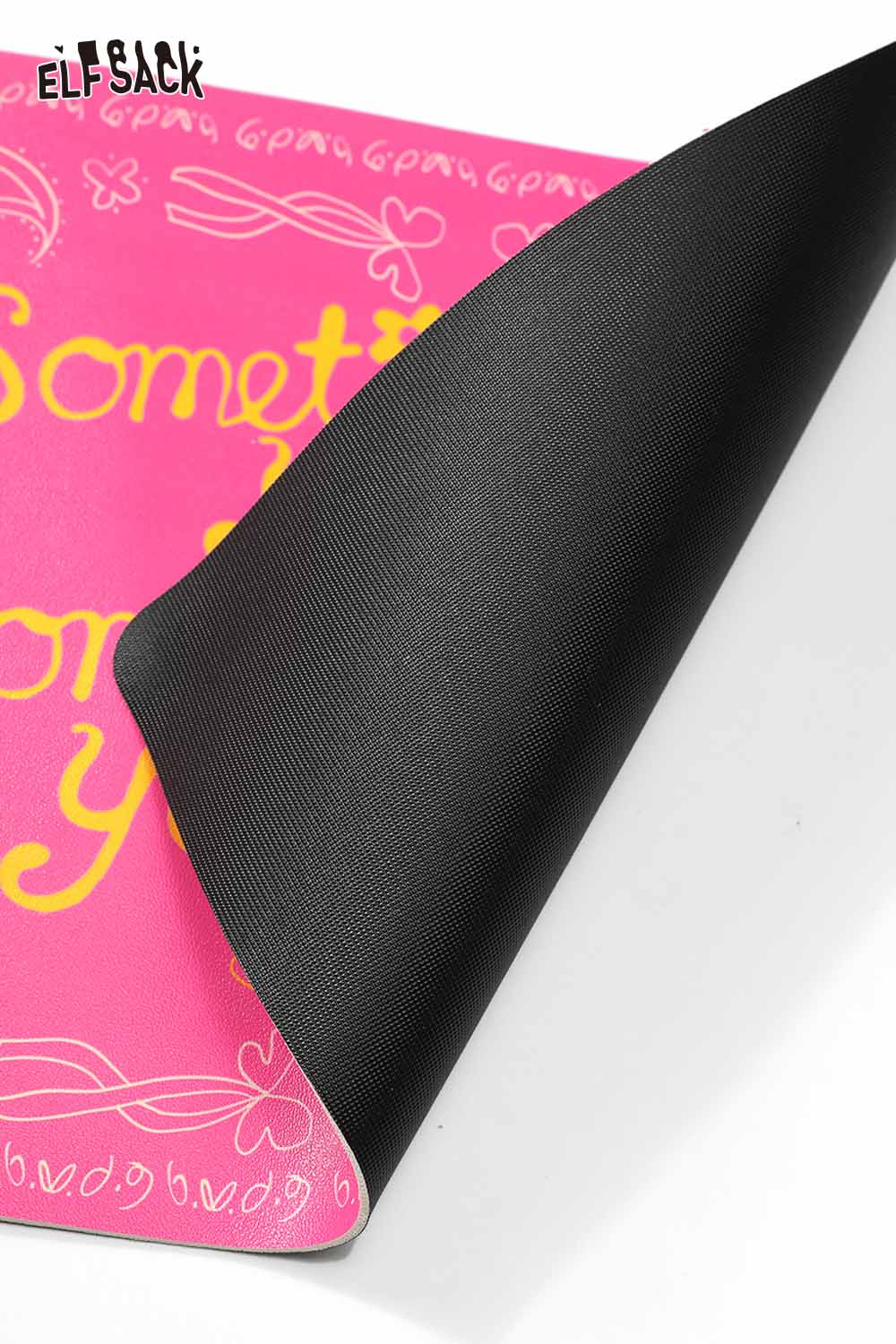 Bright pink motivational quote mousepad with a smooth surface and non-slip backing for effective use