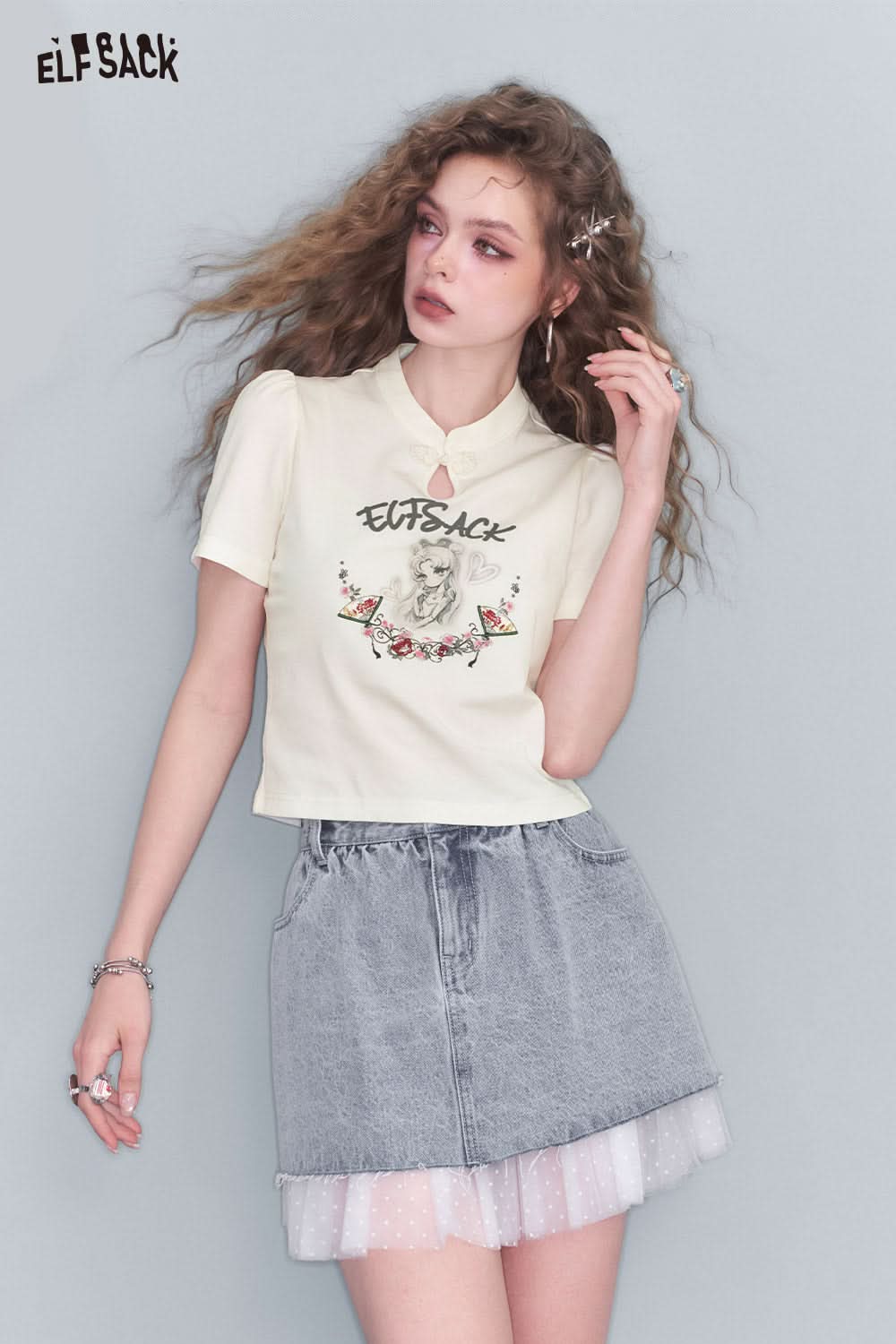 ELFSACK New Chinese Style Printing T Shirt