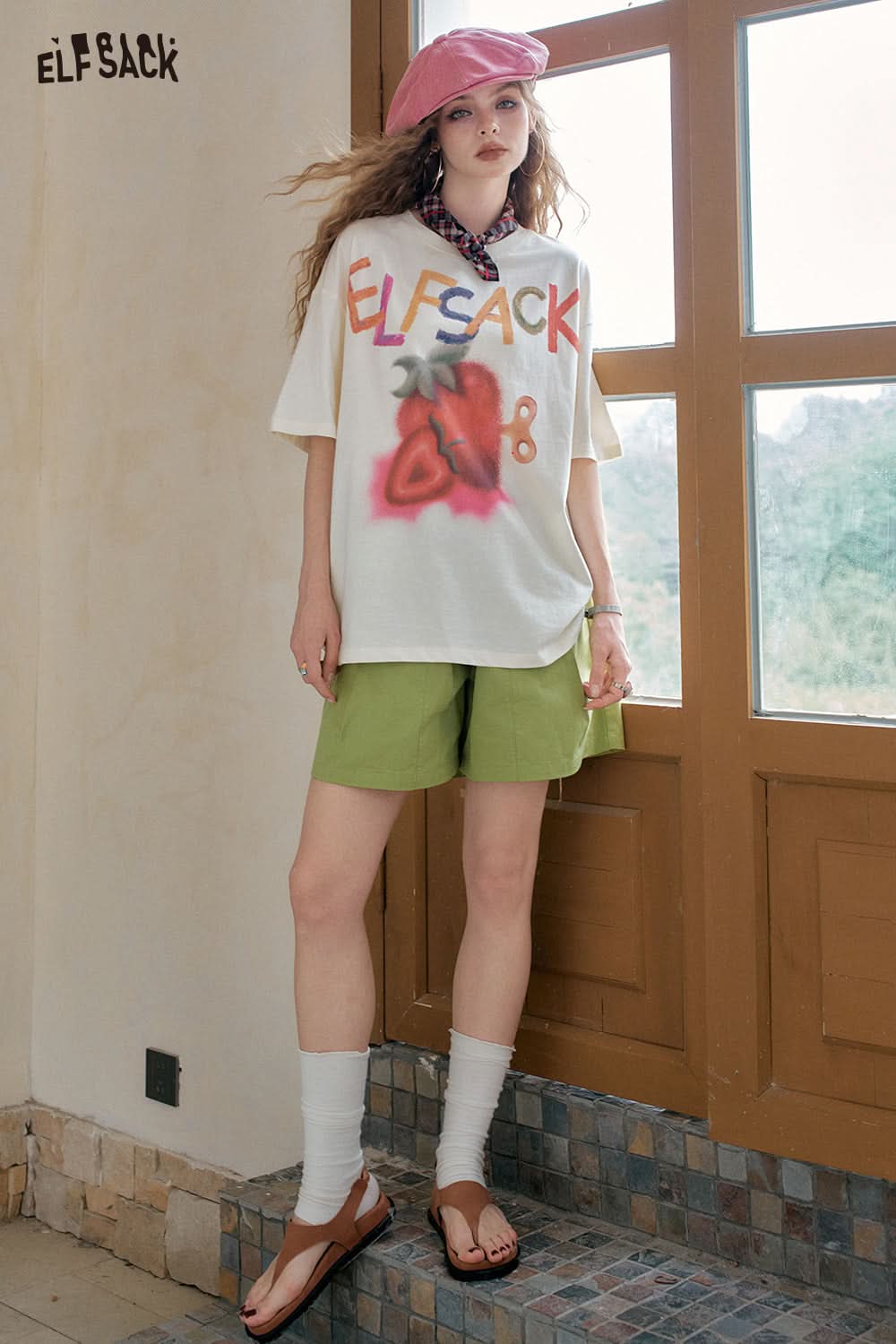 ELFSACK Pink High Waisted Casual Shorts